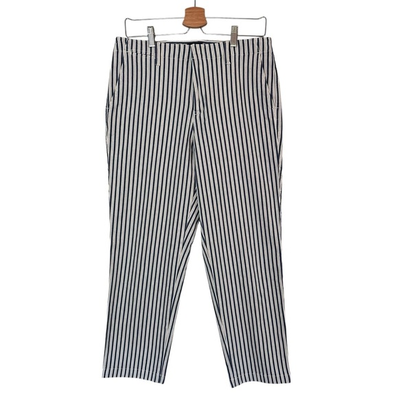 Lands End Women’s Mid Rise Classic Straight Leg Chino Ankle Pants Stripe Size 10 - Picture 4 of 16